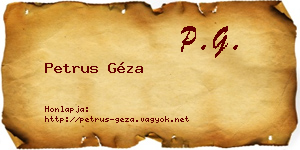 Petrus Géza névjegykártya